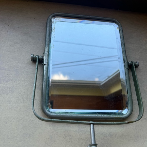 Antique Rectangular Beveled Mirror Shaving Stand Brush Mug Holder England - Picture 3 of 16